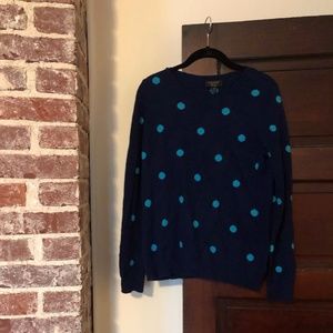 NWT Charter Club Blue Polka-dot Cashmere Sweater